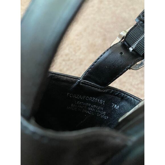 Steve Madden Leather Forza Sandal US 7 Black Block Heel Slingback Chunky Y2K - Picture 9 of 12